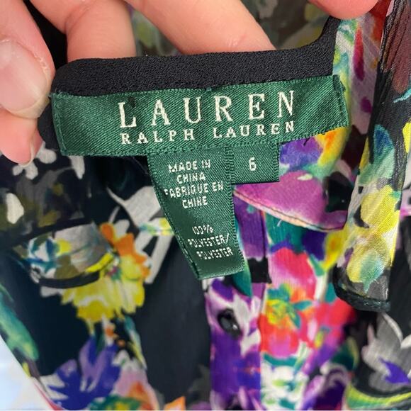 Lauren Ralph Lauren Silk Floral Short Sleeved Midi Dress Size 6 - Picture 6 of 6